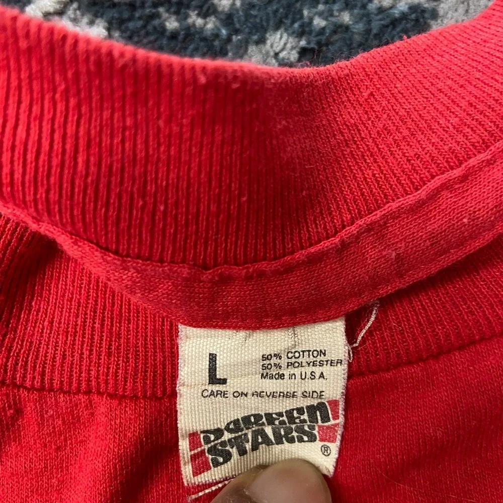 Vintage 80s Screen Stars T Shirt Sz L Red Philadelphia Vietnam‎ Veterans True